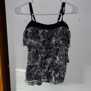 Floral Black and White Women's Top